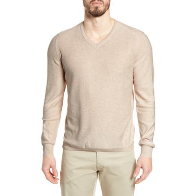 Bugatchi Microstripe V-Neck Sweater, Brown
