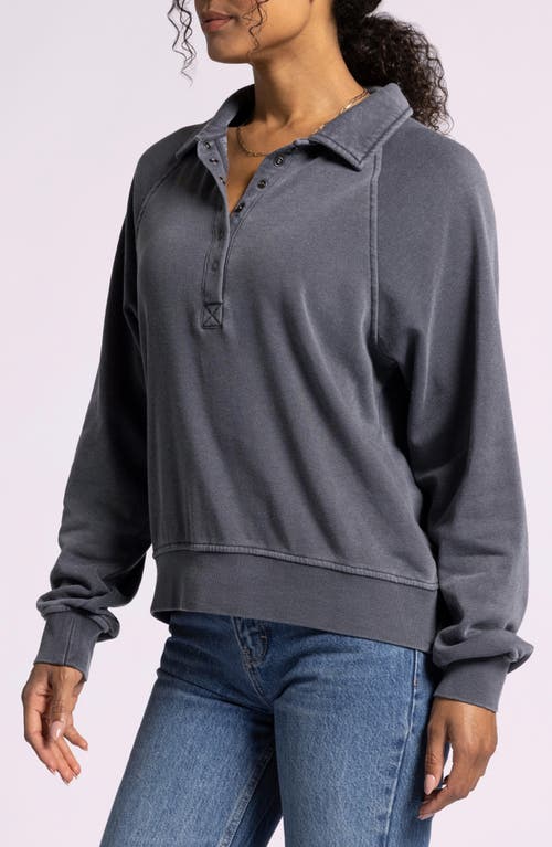 Thread & Supply Priscilla Cotton Blend Polo Sweatshirt In Odyssey Grey