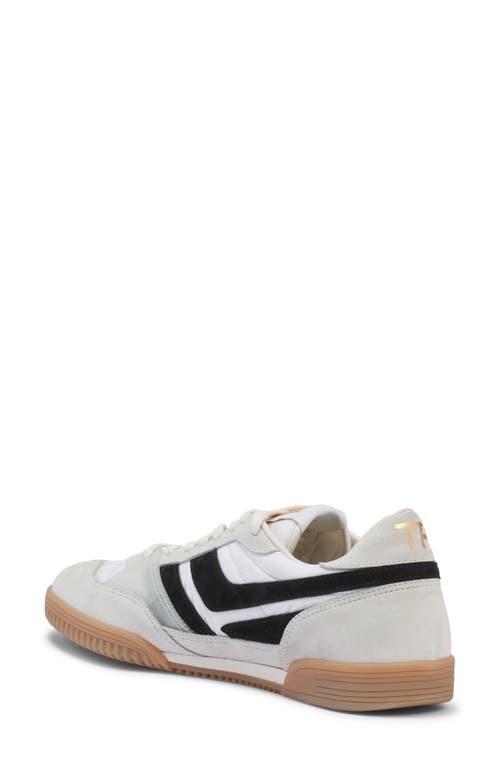 Shop Tom Ford Jackson Suede Detail Low Top Sneaker In 5w013 White/black/amber