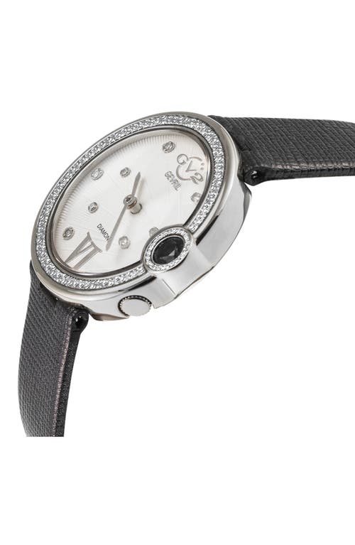 GEVRIL GV2 PERUGIA DIAMOND LEATHER STRAP WATCH, 33MM 