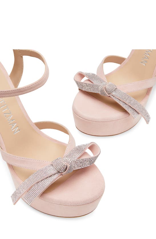 Stuart Weitzman Mega Crystal Bow Platform Sandals In Ballet