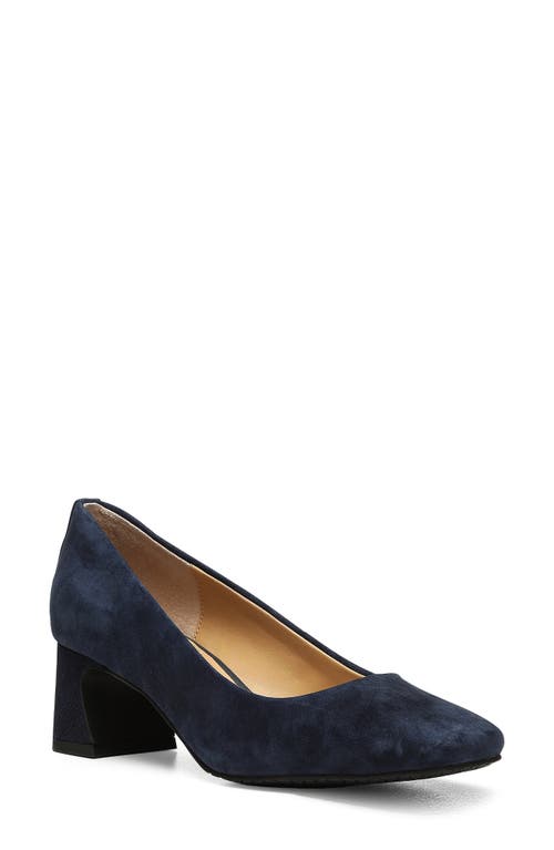 Fay Block Heel Pump in Navy