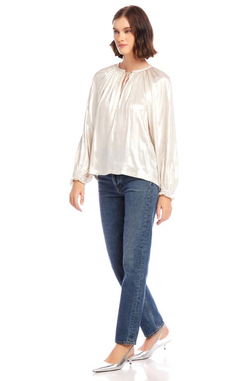 Shop Fifteen Twenty Willow Satin Peasant Top In Beige