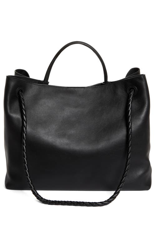 Bottega Veneta Large Andiamo Leather Tote In 1019 Black-m Brass