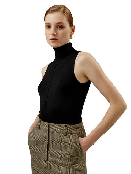 LILYSILK LILYSILK SILK KNITTED TURTLENECK SLEEVELESS TOP 
