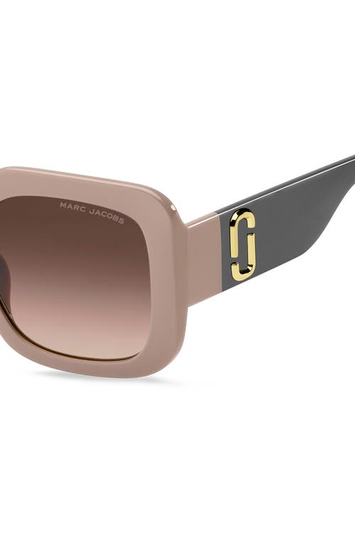 Marc Jacobs 53mm Gradient Polarized Square Sunglasses In Beige Grey/brown Gradient
