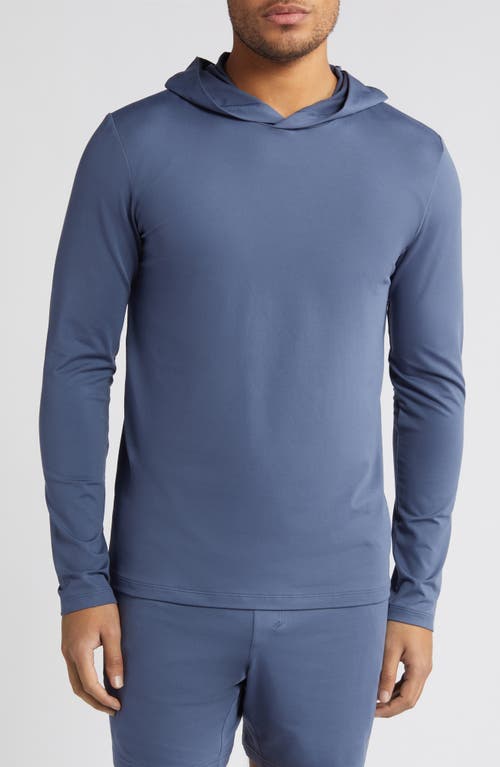 Conquer Reform Performance Hooded Long Sleeve T-Shirt in Bluestone
