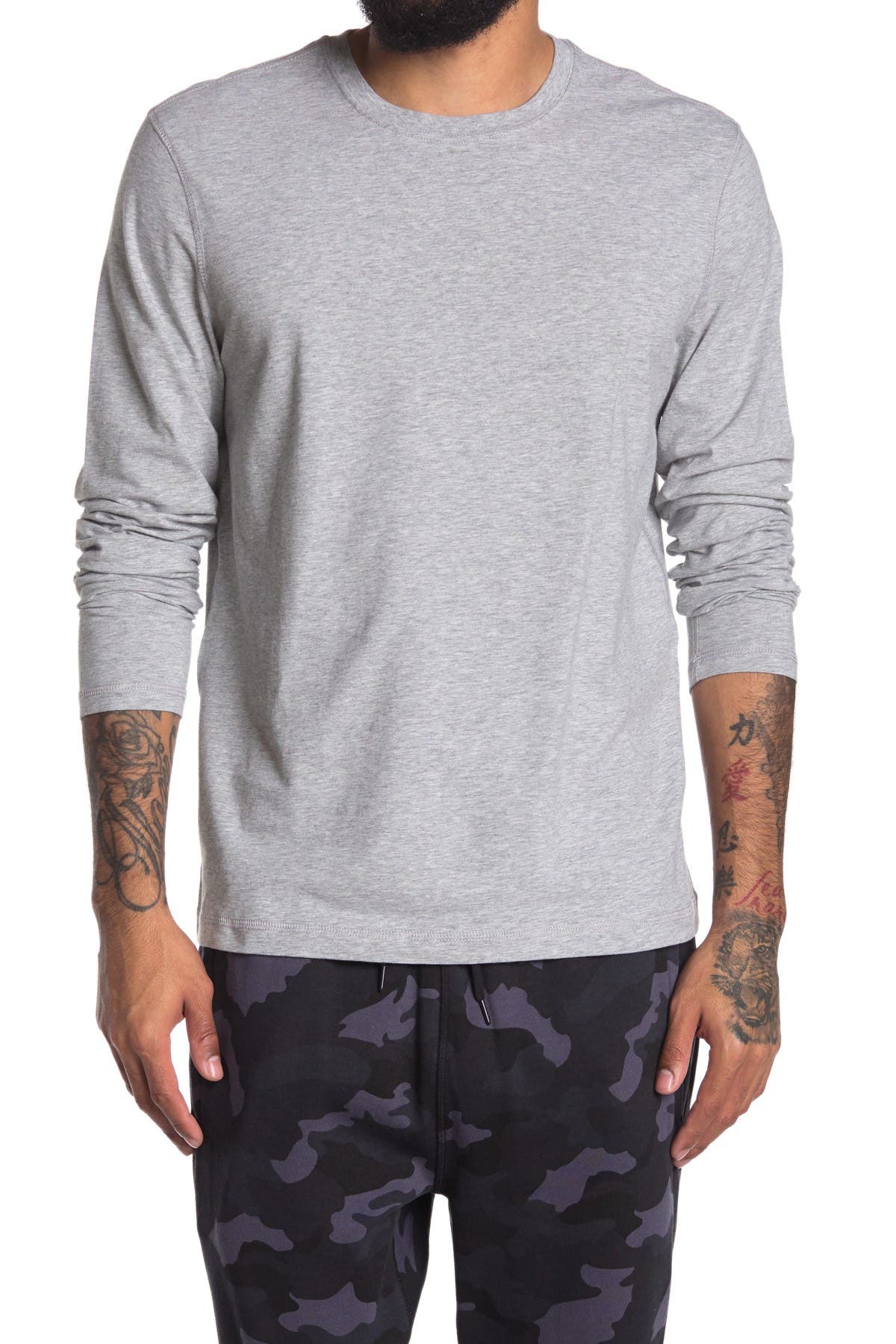 90 Degree By Reflex Crew Neck Long Sleeve T-shirt In Medium Grey3