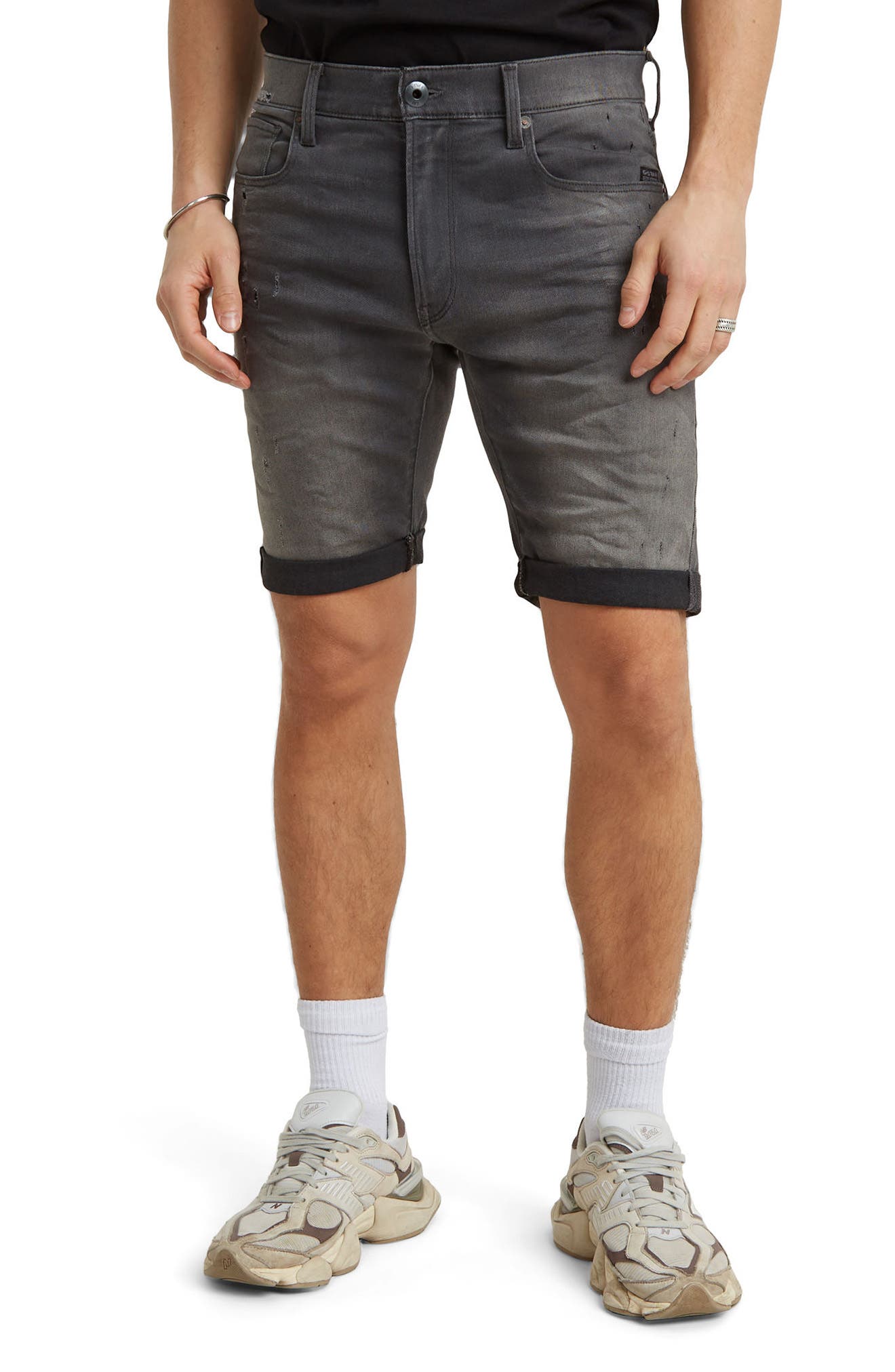 Off-White branded belted denim shorts - Grey