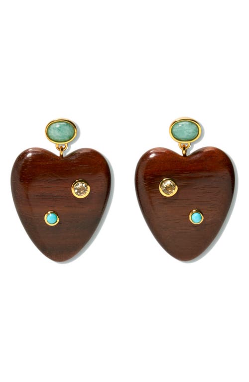 Tamarind Heart Drop Earrings in Multi
