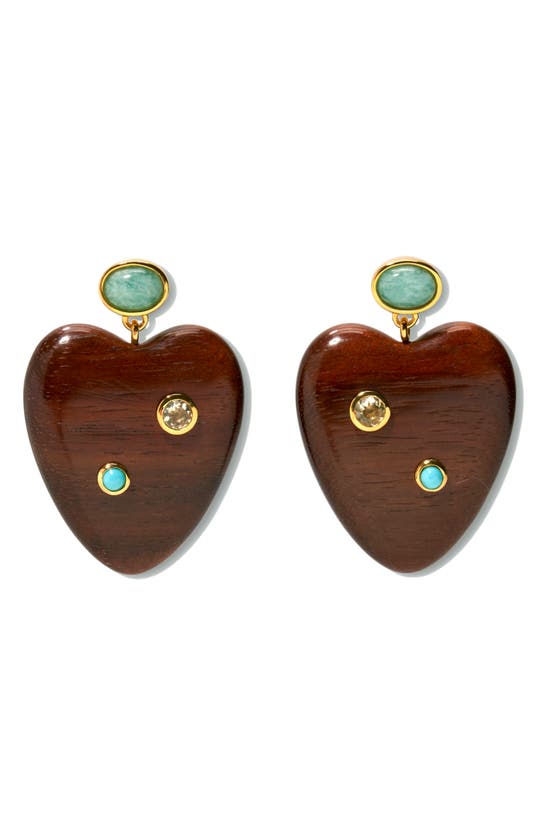 Shop Lizzie Fortunato Tamarind Heart Drop Earrings In Multi