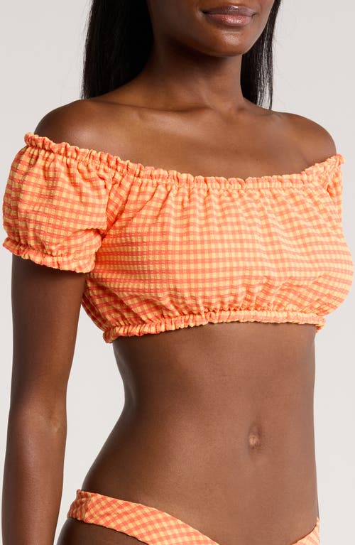 Shop Kulani Kinis Ruffle Off The Shoulder Bandeau Bikini Top In Honeysuckle