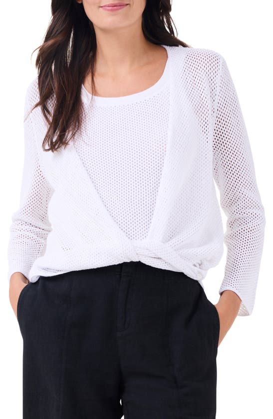 Shop Nic + Zoe Nic+zoe Open Stitch 4-way Cotton Blend Cardigan In Paper White