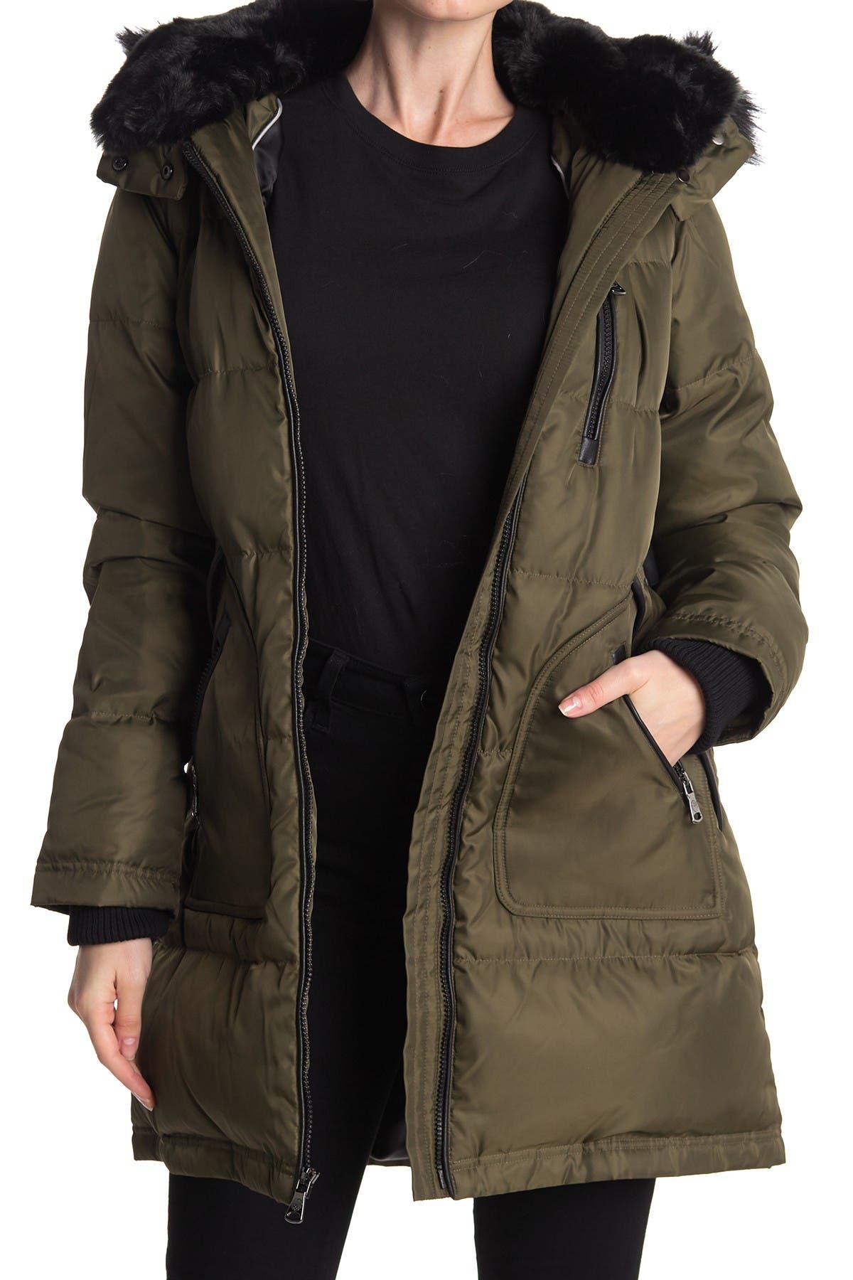 vince camuto green parka