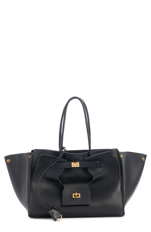 Balenciaga Medium Bel Air Calfskin Leather Tote In 1000 Black