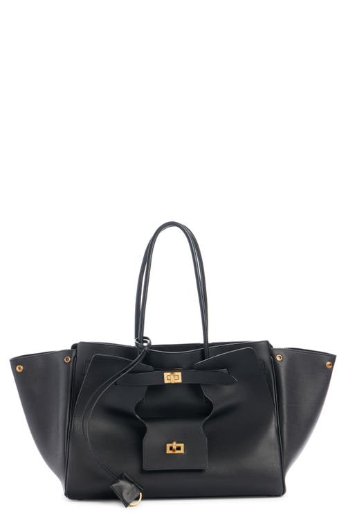 Shop Balenciaga Medium Bel Air Calfskin Leather Tote In 1000 Black