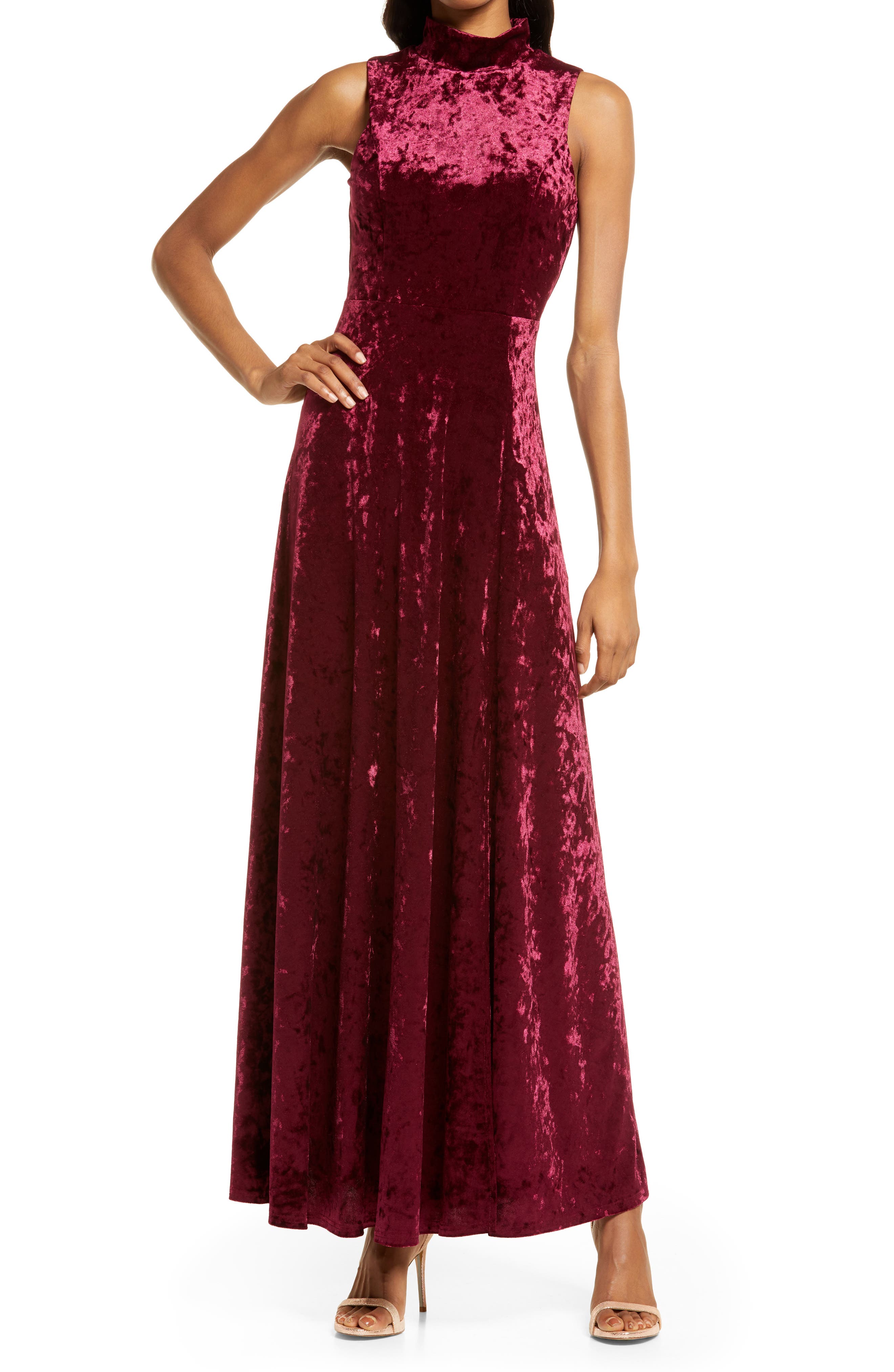 mock neck evening gown