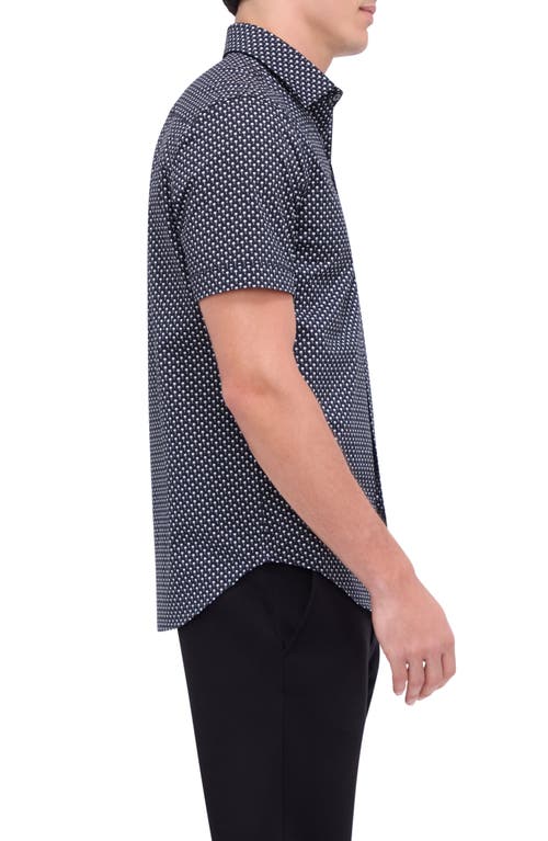 Shop Bugatchi Miles Ooohcotton® Palm Print Short Sleeve Button-up Shirt In Black