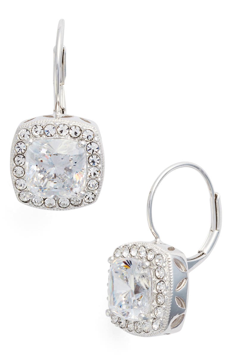 NADRI Cubic Zirconia Drop Earrings, Main, color, Silver