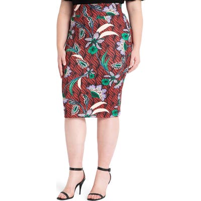 Plus Size Eloquii Stretch Cotton Pencil Skirt, Pink