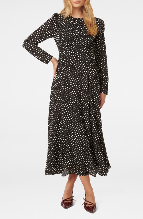 Shop Ever New Mietta Print Long Sleeve Midi Dress In Black Spot