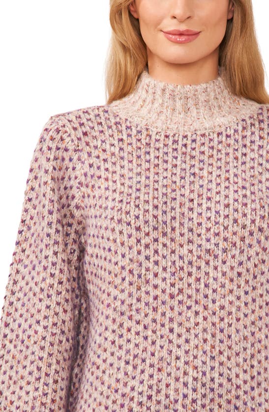 CECE CECE MARLED BLOUSON SLEEVE JACQUARD SWEATER