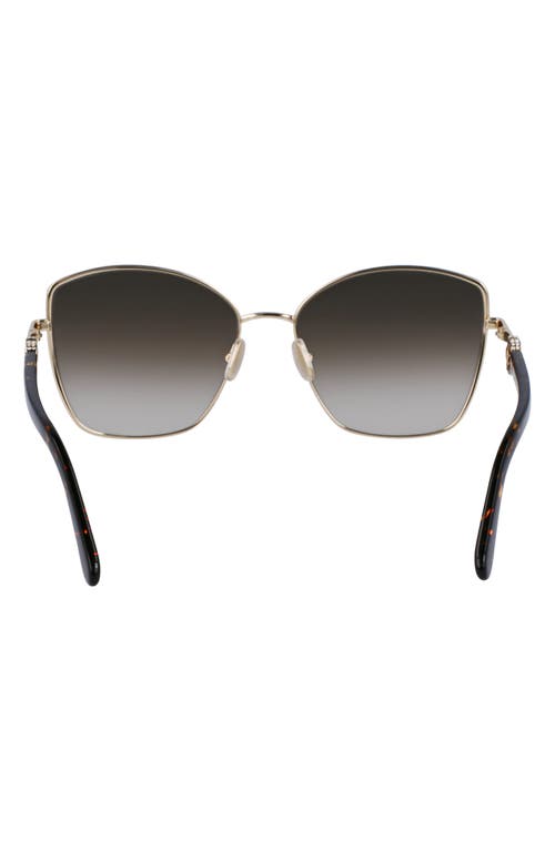 Ferragamo Embellished Gancini Metal Cat-eye Sunglasses In Gold/khaki Gradient