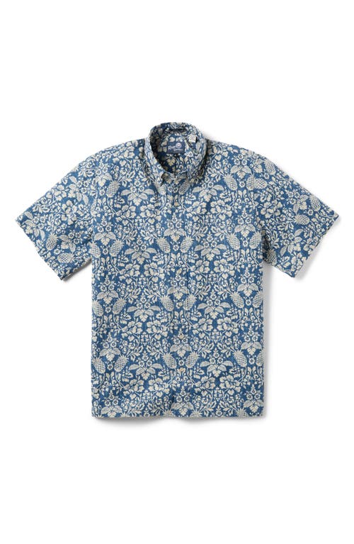 Oahu Harvest Classic Fit Print Short Sleeve Button-Down Shirt in Navy