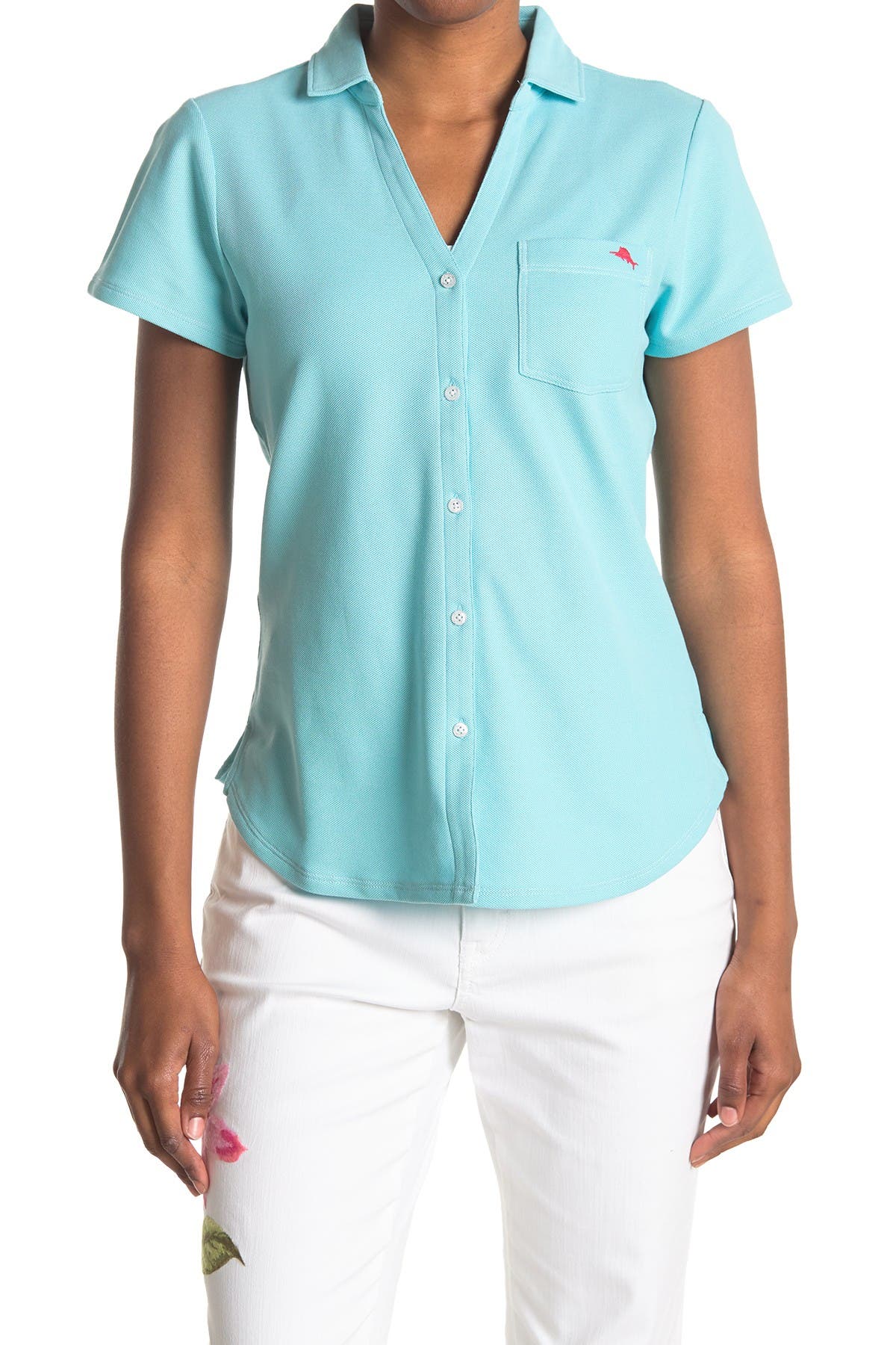 Tommy Bahama Marlin Bar Short Sleeve Pique Shirt In Blue