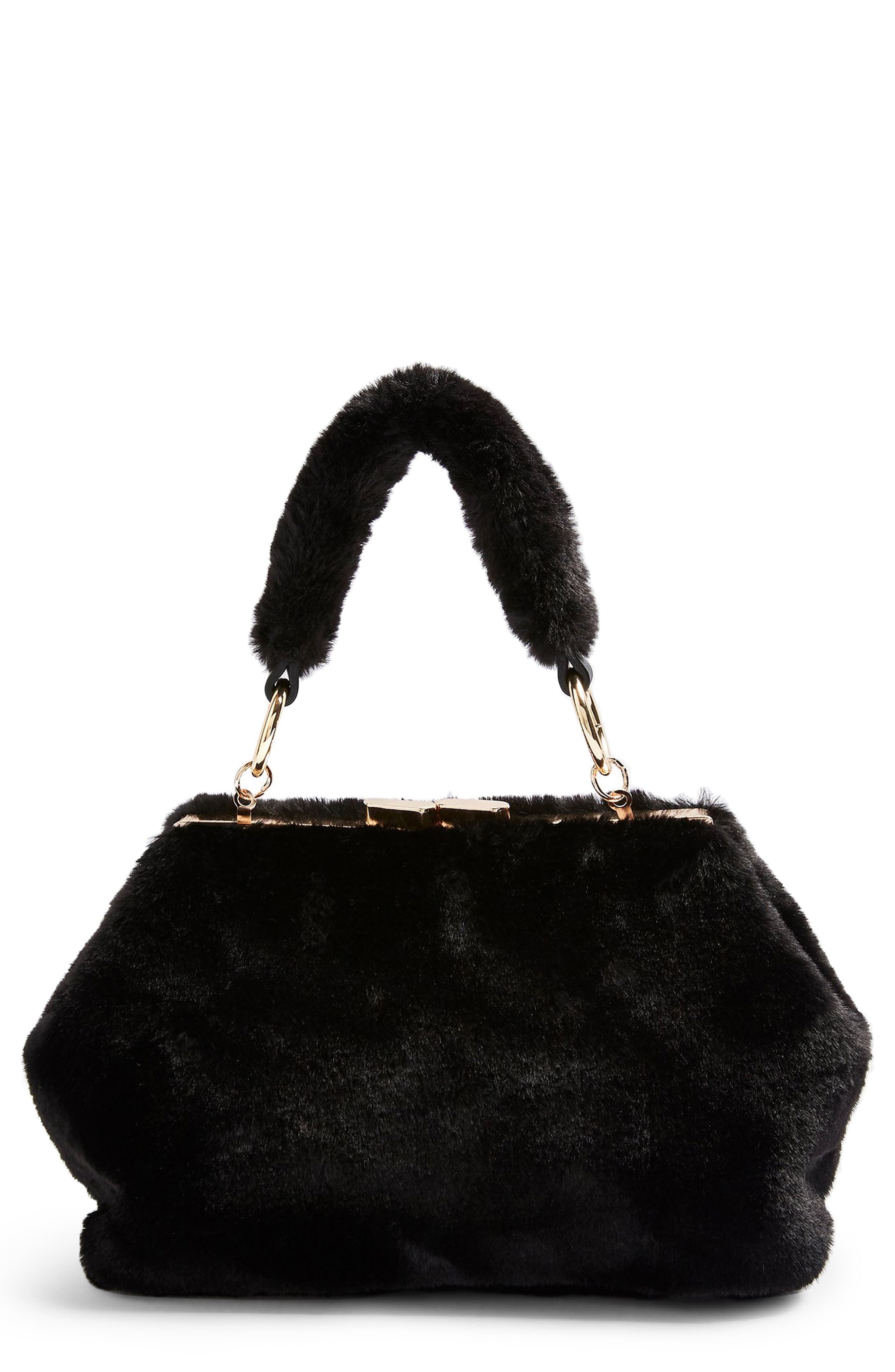 faux fur shoulder bag topshop