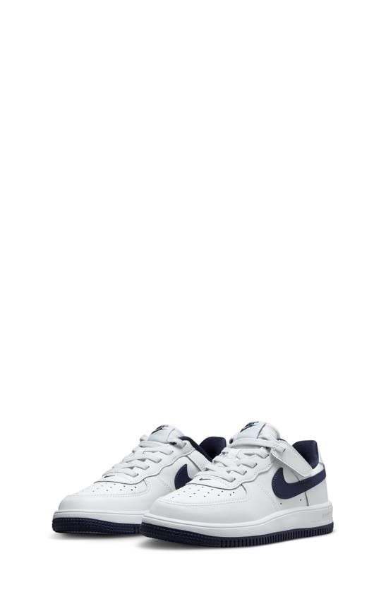 Nike Kids' Air Force 1 Low Easyon Sneaker In White/ Navy/ Grey