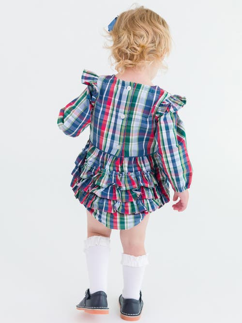 Shop Rufflebutts Baby Toddler Girls Woven Flutter Bubble Romper In Prep School Plaid