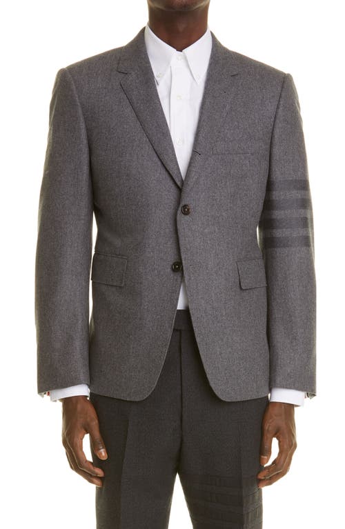 4-Bar Wool & Cashmere Flannel Sport Coat in Med Grey