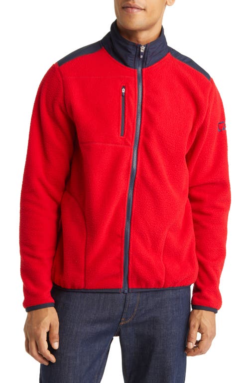 Cutter & Buck Cascade Eco Mens Fleece Jacket In Red/navy Blue