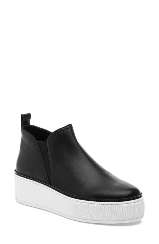 Jslides Mika Platform Sneaker In Black/ White Leather