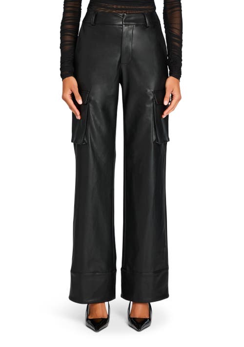 Ser.o.ya Fifer Vegan Leather Mid Rise Cargo Pant In Black