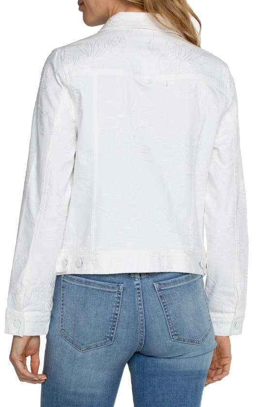 Shop Liverpool Los Angeles Floral Embroidered Denim Jacket In Bright White Floral