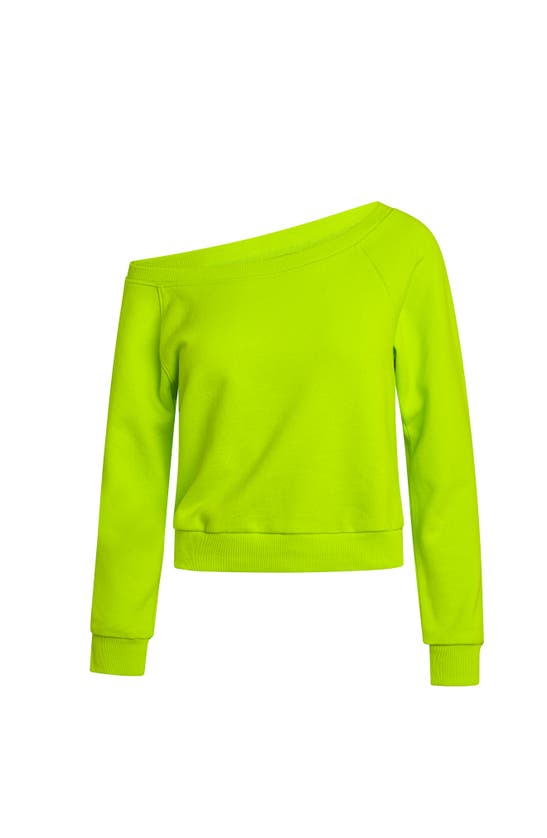 Shop Electric Yoga Off Shoulder Sweatshirt In Lime Punch