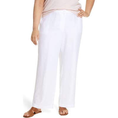 Plus Size Eileen Fisher Straight Leg Pants, White