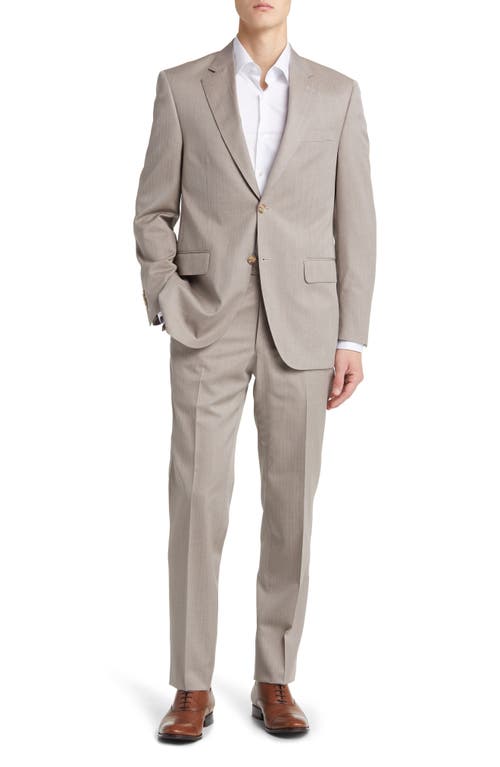 Tailored Fit Wool Suit in Tan