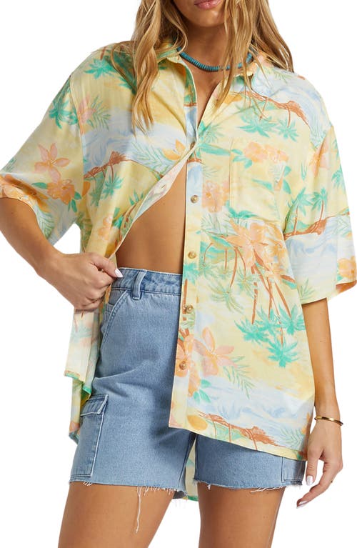 Shop Billabong On Vacation Oversize Floral Button-up Shirt In Multi