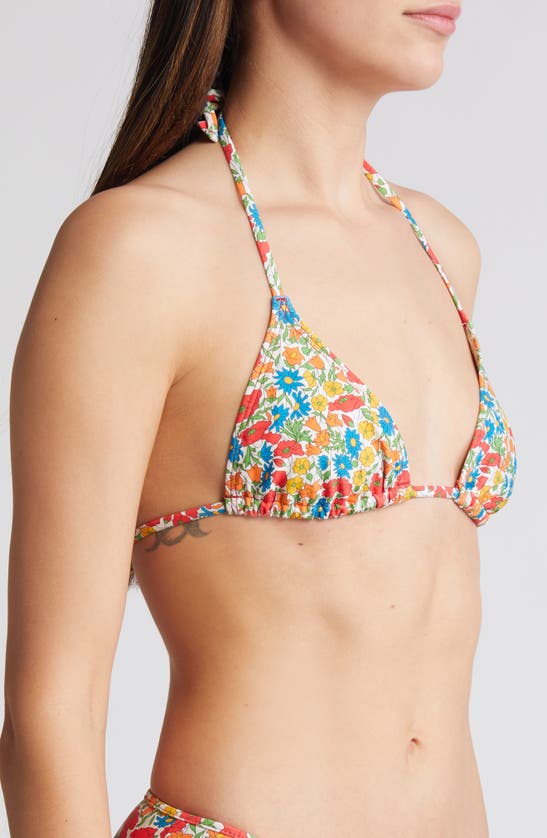 Shop Nu Swim X Liberty London Drip Triangle Bikini Top In Red Multi