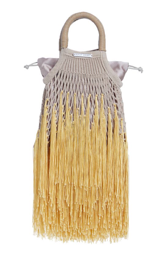 Petit Kouraj Mini Fringe Top Handle Bag In Gray