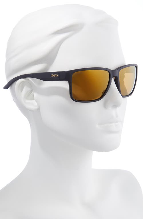 Smith Emerge 60mm Polarized Rectangle Sunglasses In Matte Black/bronze Mirror