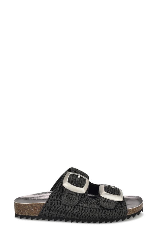 Nine West Tenly Raffia Slide Sandal In Black