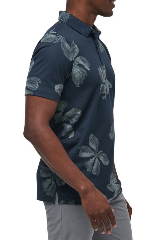 Shop Travismathew Tropical Tour Floral Cotton Blend Polo In Total Eclipse