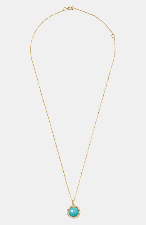 Ippolita 18k Yellow Gold Lollipop Turquoise Mini Pendant Necklace With Pave Diamonds, 18 In Yellow Gold/turquoise