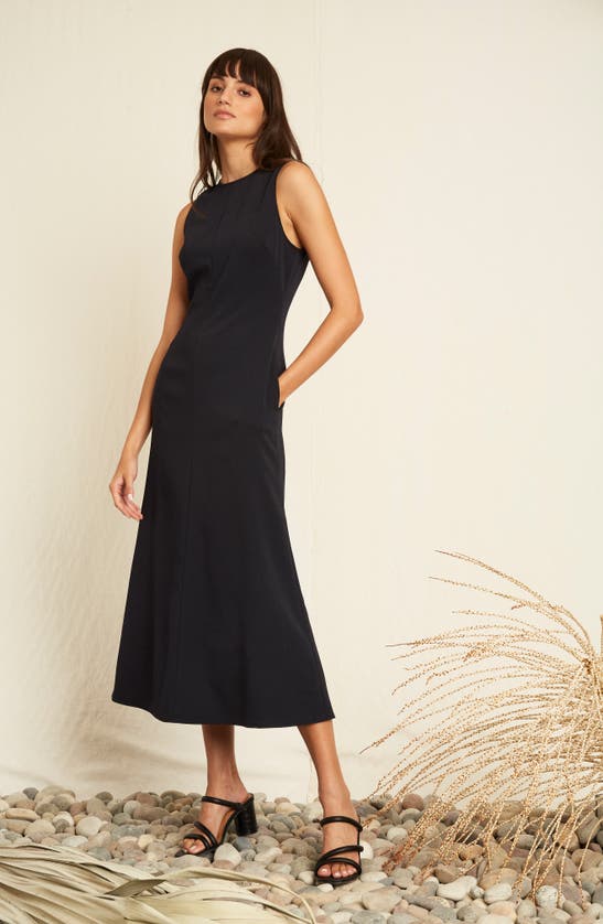 Luxely Reed Sleeveless Midi A-line Dress In Meteorite
