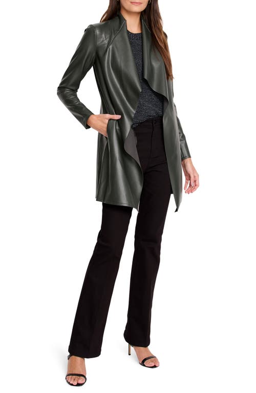 Nic + Zoe Faux Leather Lounge Around Jacket In Hickory In Hickory