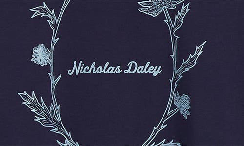 Shop Nicholas Daley Wreath Cotton Graphic T-shirt In Navy